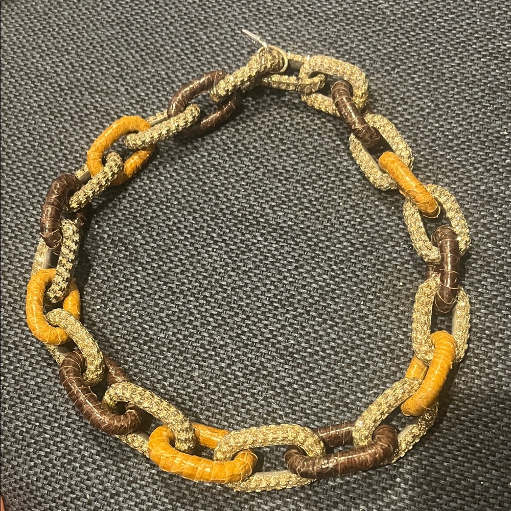 KMO Jewel Elegant Gold and Brown Chain Necklace